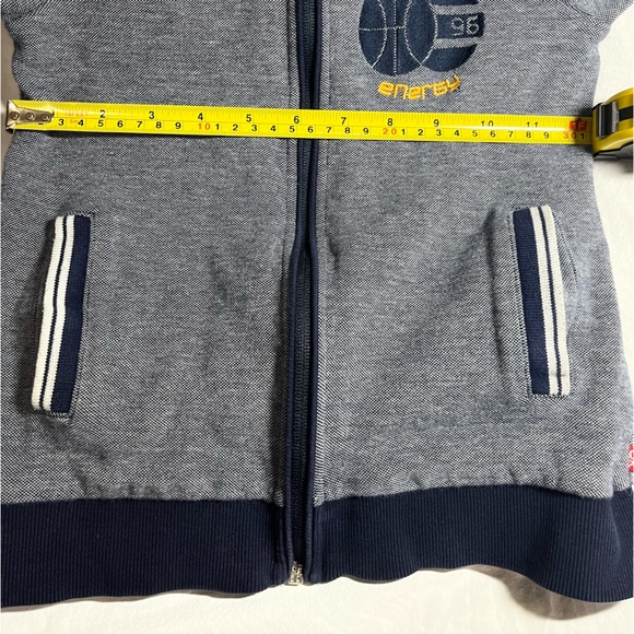 Okaidi Grey Boys Zip-up Sweater Jacket - Size 8 Basketball Emblem Half Collar - Picture 9 of 10